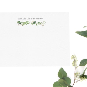 Luxuriöses personalisiertes Grußkarten-Set - Eukalyptuszweig - Briefpapier - Blätter - Grünes Briefpapier, Natur, Pflanzen, Aquarell
