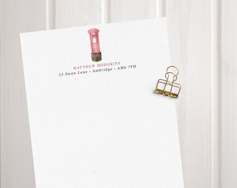 Red Pillar Letter Box Personalised Letter Writing Set  // Luxury Penpal Stationery