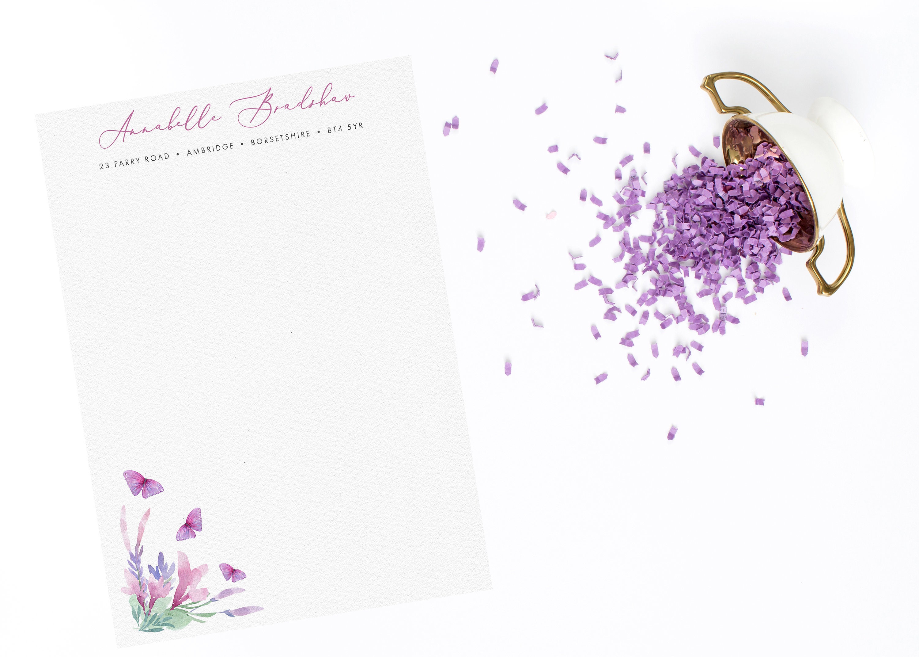 Luxury Personalised Letter Writing Set Watercolour Lilac Etsy