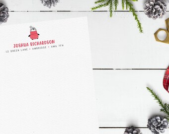 Kid's Christmas Penguin Personalised Letter Writing Set // Pen pal stationery, Luxury stationery for children