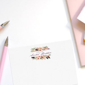 Personalisierte Grußkarten-Set - Briefpapier für Frauen, Herbst-Dankeskarten, Briefpapier für Frauen, Blush Pink und Burgund
