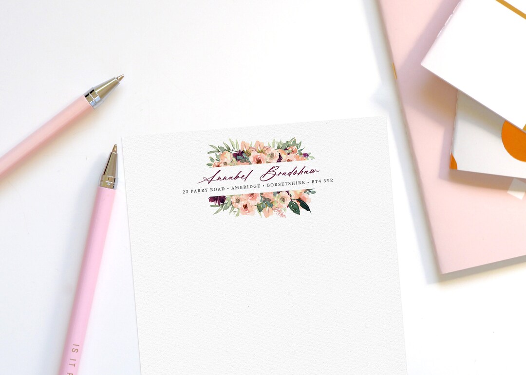 Pink Letter Set Luxury Personalised Letter Writing Set - Blush Pink and Burgundy ...