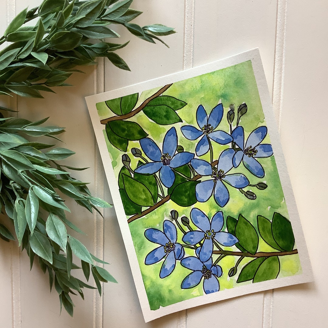 Watercolour Painting of Lignum Vitae Flowers Original Hand - Etsy