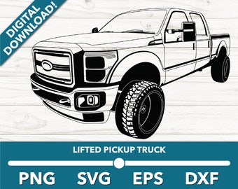 Pickup Truck offroad lifted trucks SVG, Pickup Truck Clipart, Pickup Truck Files for Cricut and Silhouette, Dxf, Png, Vector
