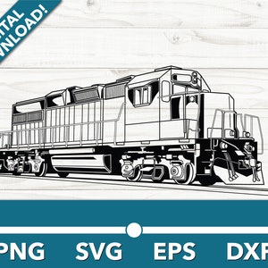 Modern Engine Train diesel Locomotive  Railway SVG, Car Clipart, Fast Files for Cricut and Silhouette, Dxf, Png, Vector