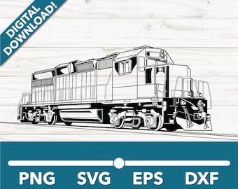Modern Engine Train diesel Locomotive  Railway SVG, Car Clipart, Fast Files for Cricut and Silhouette, Dxf, Png, Vector