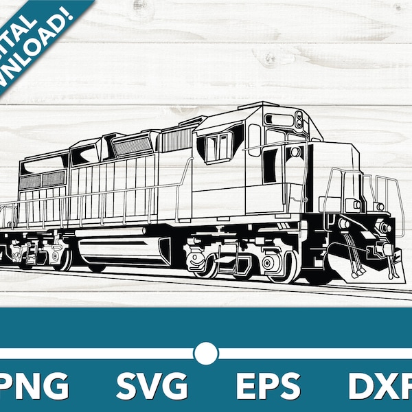 Modern Engine Train diesel Locomotive  Railway SVG, Car Clipart, Fast Files for Cricut and Silhouette, Dxf, Png, Vector