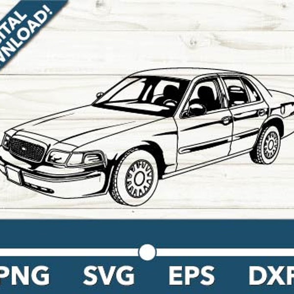 Crown Vic Victoria Mid-Sized 4 Door Sedan American Car SVG, Clipart, Fast Files for Cricut and Silhouette, Dxf, Png, Vector