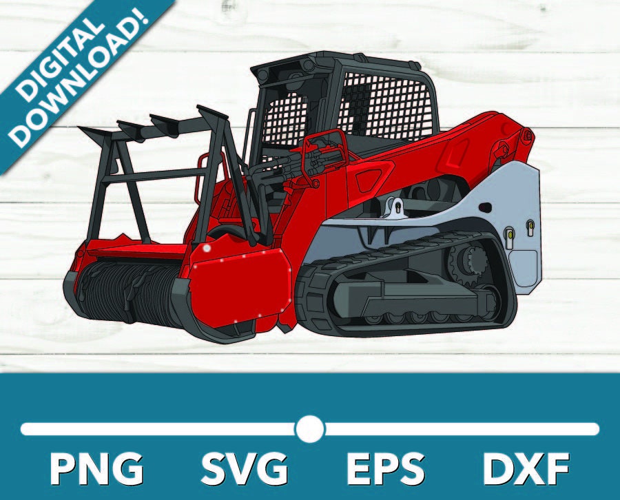 Tracked Forestry Mulcher Skid Steer Full Color SVG, Car Clipart, Fast