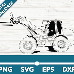 Forklift Loader Truck Construction Vehicle SVG, Car Clipart, Fast Files for Cricut and Silhouette, Dxf, Png, Vector