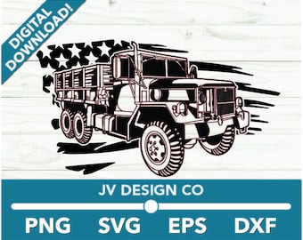 M35 deuce and a half With American Flag Military Transport Vehicle Offroad  SVG, Clipart, Files for Cricut and Silhouette Dxf Png Vector