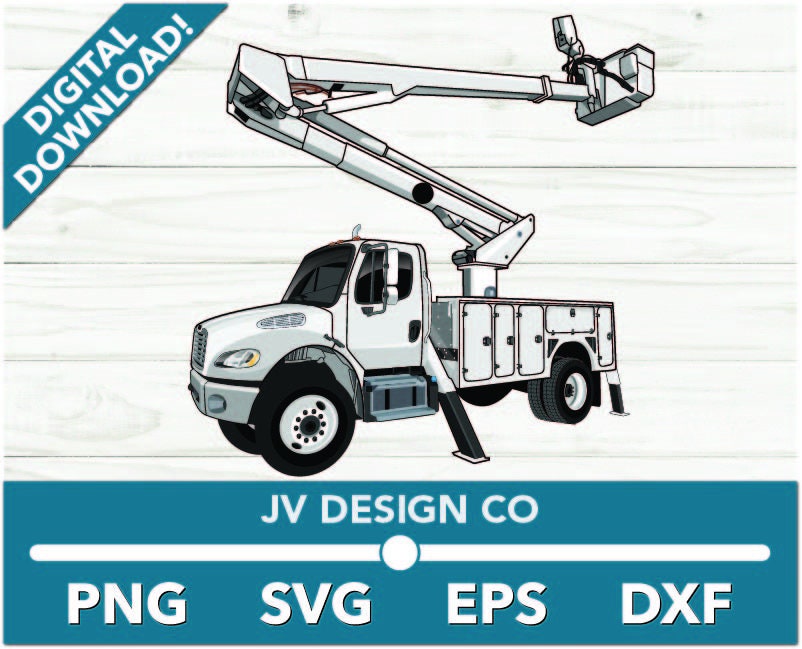 Full Color Lineman Bucket Truck Service Vehicle Heavy Machinery SVG, Car Clipart Fast Files for Cricut and Silhouette Dxf Png Vector DTF DTG