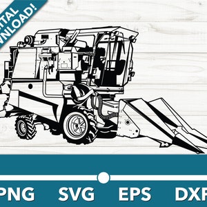 Combine Harvester Tractor Farming Machine SVG, Car Clipart, Fast Files for Cricut and Silhouette, Dxf, Png, Vector