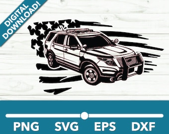 Police Intercepter SUV Emergency Services SVG, Car Clipart, Fast Files for Cricut and Silhouette, Dxf, Png, Vector