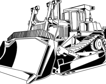 Bulldozer Earth Mover construction Dozer digging equipment SVG, Job Site worker Clipart, Files for Cricut and Silhouette, Dxf, Png, Vector
