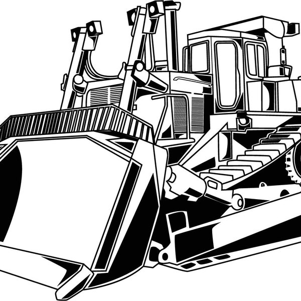 Bulldozer Earth Mover construction Dozer digging equipment SVG, Job Site worker Clipart, Files for Cricut and Silhouette, Dxf, Png, Vector