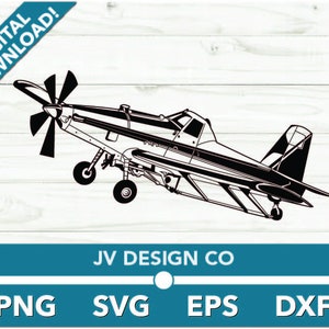 May include: Black and white silhouette of a small airplane with a propeller. The airplane is facing to the right and has a single propeller on the front. The airplane has a tail with a rudder and a single wheel on the tail.