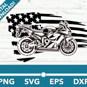 Sports Bike Race Optimized Speed SVG, Clipart, Files for Cricut and Silhouette, Dxf, Png, Vector With American Flag