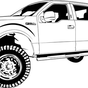 Pickup Truck Offroad 4 Door Lifted Trucks SVG, Clipart, Fast Files for Cricut and Silhouette, Dxf, Png, Vector