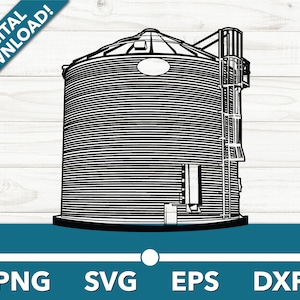 Silo Granary Building Depot Farm Repository SVG, Car Clipart, Fast Files for Cricut and Silhouette, Dxf, Png, Vector