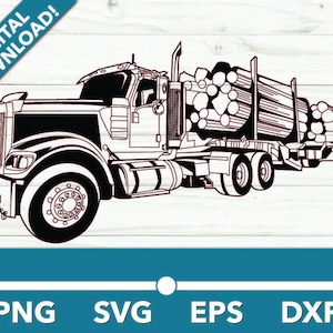Log Full load Semi Truck Front Big Rig Heavy Duty logging SVG, Pickup Truck Files for Cricut and Silhouette, Dxf, Png, Vector