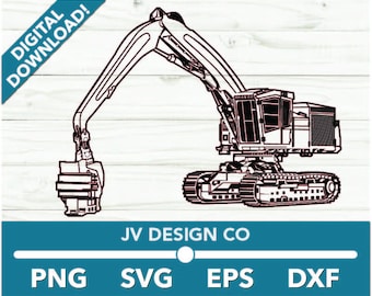 Feller Buncher Logger Big Rig Heavy Duty logging SVG, Pickup Truck Files for Cricut and Silhouette, Dxf, Png, Vector