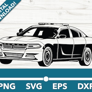 Police Muscle Car Emergency Services SVG, Car Clipart, Fast Files for Cricut and Silhouette, Dxf, Png, Vector