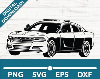 Police Muscle Car Emergency Services SVG, Car Clipart, Fast Files for Cricut and Silhouette, Dxf, Png, Vector