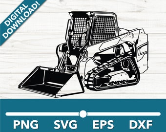 Grader With Tracks Skid Steer Loader Heavy Machinery Earth Mover SVG, Car Clipart, for Cricut and Silhouette, Dxf, Png, Vector