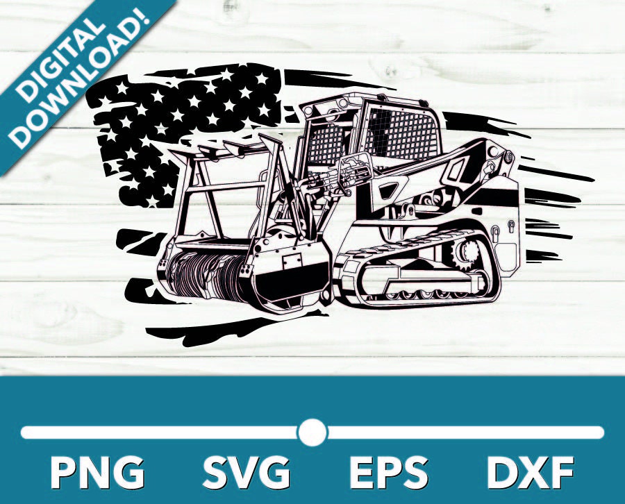 Tracked Forestry Mulcher Skid Steer With Flag SVG Car Clipart Fast tracked-forestry-mulcher-skid-steer-with-flag-svg-car-clipart-fast