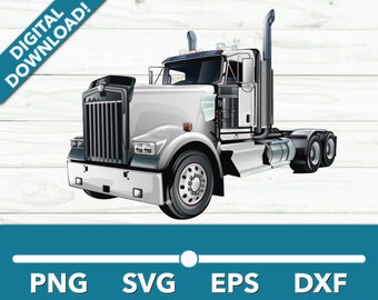 Full Color Kenworth Semi Truck Front Big Rig Heavy Duty Equipment SVG, Clipart, Files for Cricut and Silhouette, Dxf, Png, Vector