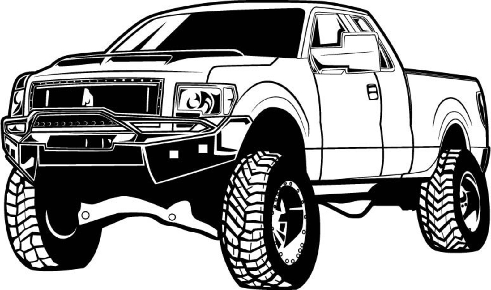 Pickup Truck Offroad 2 Door Lifted Trucks SVG, Clipart, Files for ...