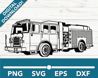 Firetruck Ladder Truck Emergency Services Engine SVG, Car Clipart, Fast Files for Cricut and Silhouette, Dxf, Png, Vector