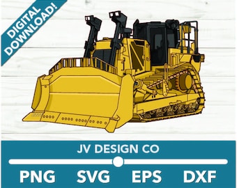 Full Color Bulldozer Earth Mover construcción Dozer equipo SVG, trabajador del sitio de trabajo Clipart, archivos para Cricut y Silhouette, Dxf, Png Vector