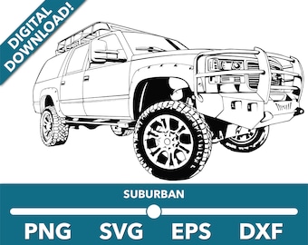 OFFROAD 4X4 SUBURBAN offroad lifted trucks SVG, Pickup Truck Clipart, Pickup Truck Files for Cricut and Silhouette, Dxf, Png, Vector