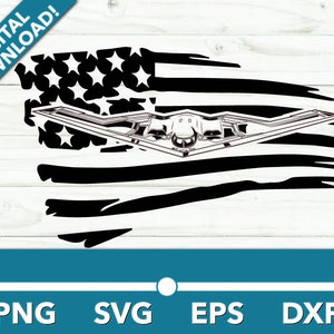 B2 Stealth Bomber Military Aircraft SVG, Car Clipart, Fast Car Files for Cricut and Silhouette, Dxf, Png, Vector With American Flag
