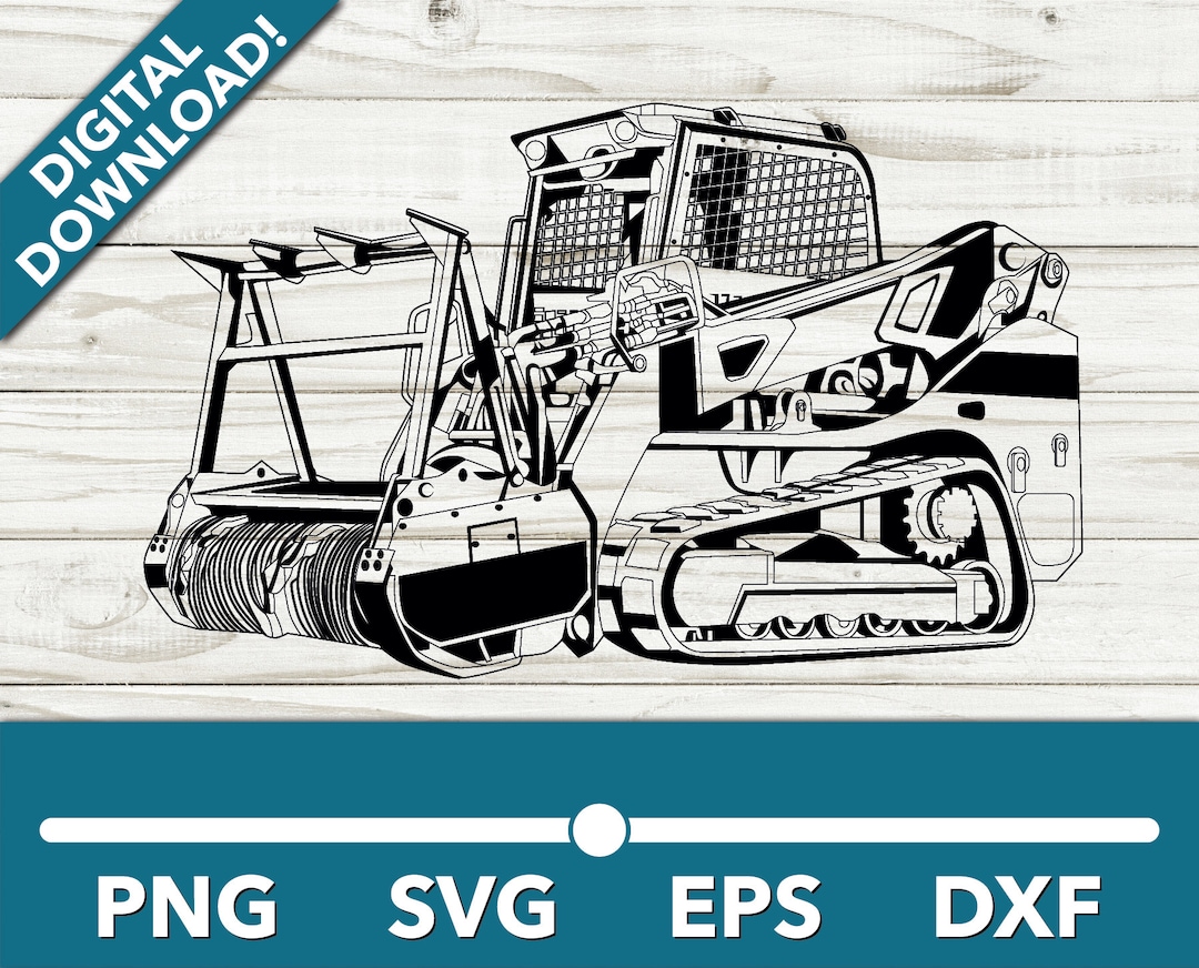 Tracked Forestry Mulcher Skid Steer With Flag SVG, Car Clipart, Fast
