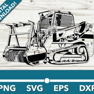 Forstwirtschaft Mulcher Kompaktlader mit Flagge SVG, Auto Clipart, Fast Dateien für Cricut und Silhouette, Dxf, Png, Vektor EPS
