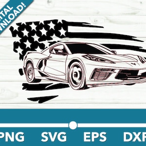 Luxury Sports Coupe Car Fast Speed SVG, Clipart, Car Files for Cricut and Silhouette, Dxf, Png, Vector With American Flag