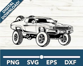 Square Body Offroad Muscle Car SVG, Car Clipart, Fast Car Files for Cricut and Silhouette, Dxf, Png, Vector