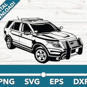 Police Intercepter SUV Emergency Services SVG, Car Clipart, Fast Files for Cricut and Silhouette, Dxf, Png, Vector