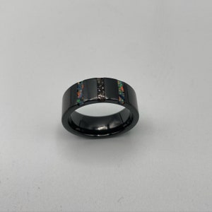Sz.9 ceramic opal/meteorite ring