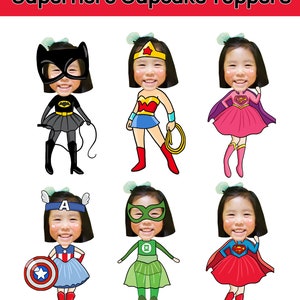 Superhero Girls Cupcake Toppers, Personalized Superhero, Girl Superhero, Cupcake Toppers, Superhero Girl Birthday Party,Superhero Girl Party