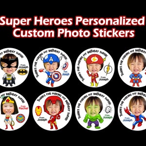 Super Heroes Stickers, Super Heroes Thank You Stickers, Custom Stickers, Personalized Birthday Stickers,Party Labels , SuperHero Party favor