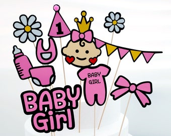 Baby Girl Birthday Topper, Baby Girl Topper, Baby Shower, Baby Girl