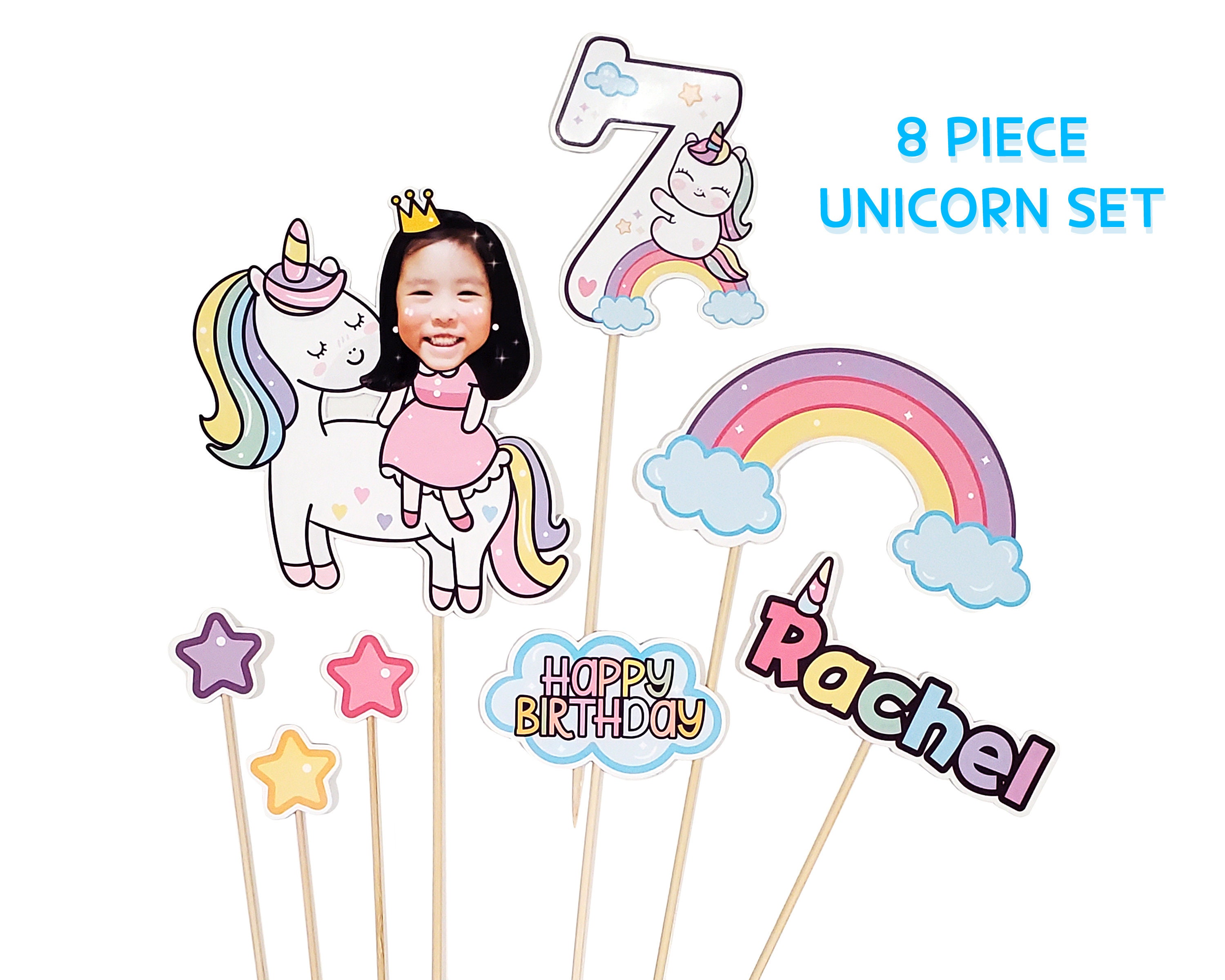unicorn topper unicorn cake topper set personalized unicorn etsy