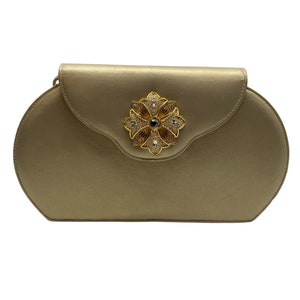 Vintage Susan Gail Original Gold Soft Leather Gold Studded Snap Clutch Shoulder bag 10x6x1.5