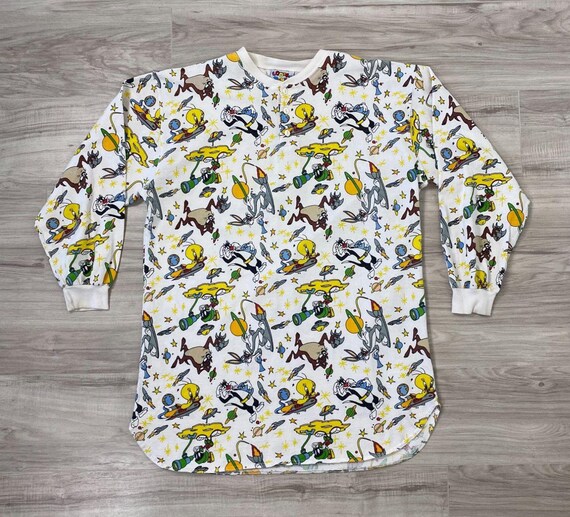Rare Vintage 90s Space Looney Tunes Henley shirt s