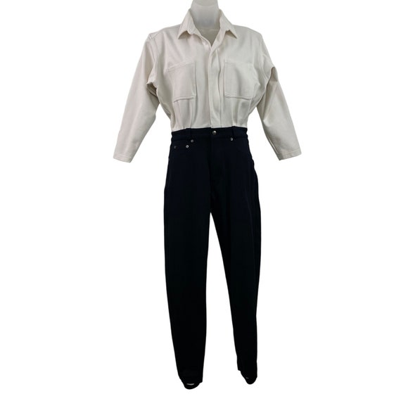 Vintage Seattle Gear White/Black Stirrup Jumpsuit… - image 2