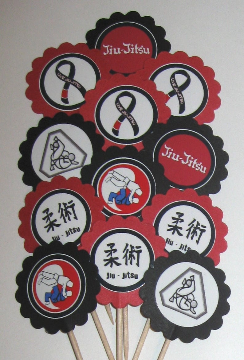 Jiu Jitsu/karate/martial Arts Cupcake Toppers/party Picks Etsy